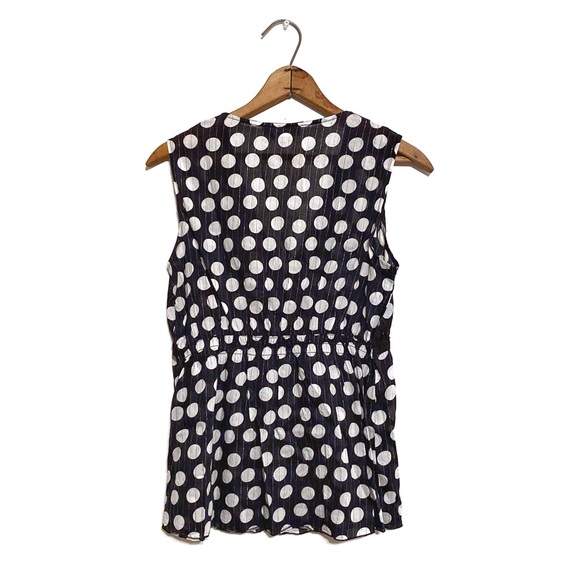 Cato Polka Dot Sequin Lace Trim Cami Tank Sleeveless Fitted V-Neck Blouse Top M - Picture 4 of 12